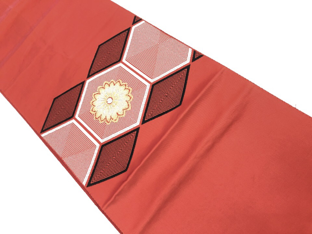 リサイクル　亀甲に花模様織出し名古屋帯